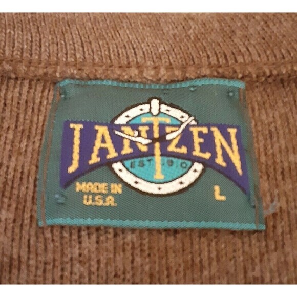 Men's Brown Jantzen V-Neck Sweater - Size L - Made in USA - Picture 4 of 5